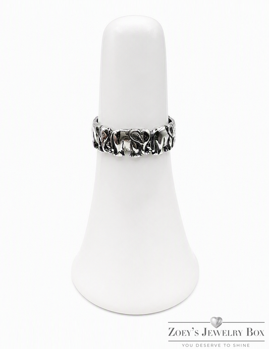 Women's Sterling Silver Elephant Band – Sizes 5-10