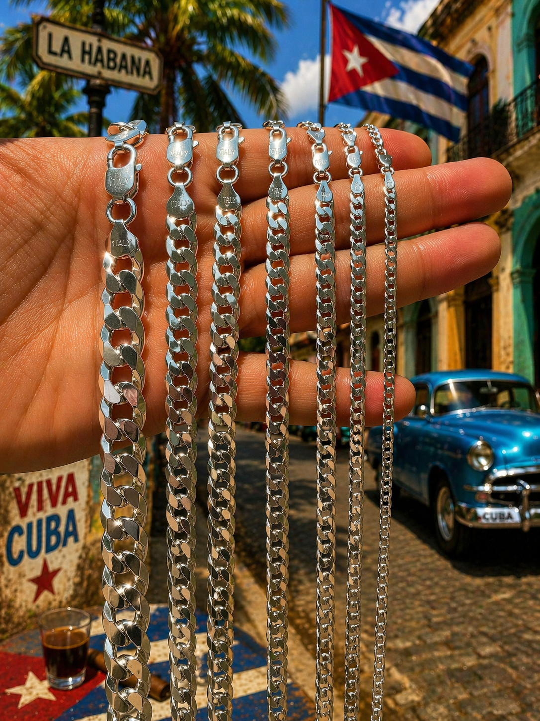 FLAT Curb Cuban Chains Solid 925 Sterling Silver 3mm to 10.5mm