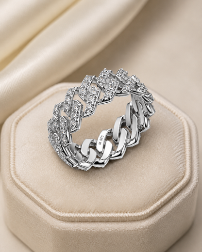 Moissanite Cuban Link Ring (7.5mm)