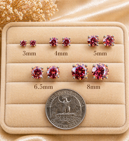 Pink Moissanite Rose Gold Over 925 Sterling Silver Stud Earrings 3mm - 8mm Screw Backs