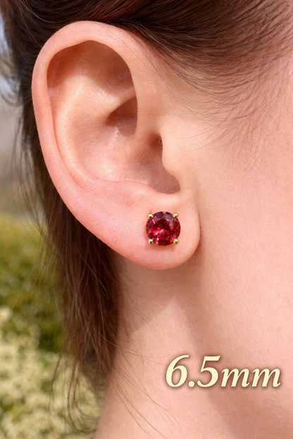 Ruby Red Moissanite Gold Over 925 Sterling Silver Stud Earrings 3mm - 8mm Screw Backs