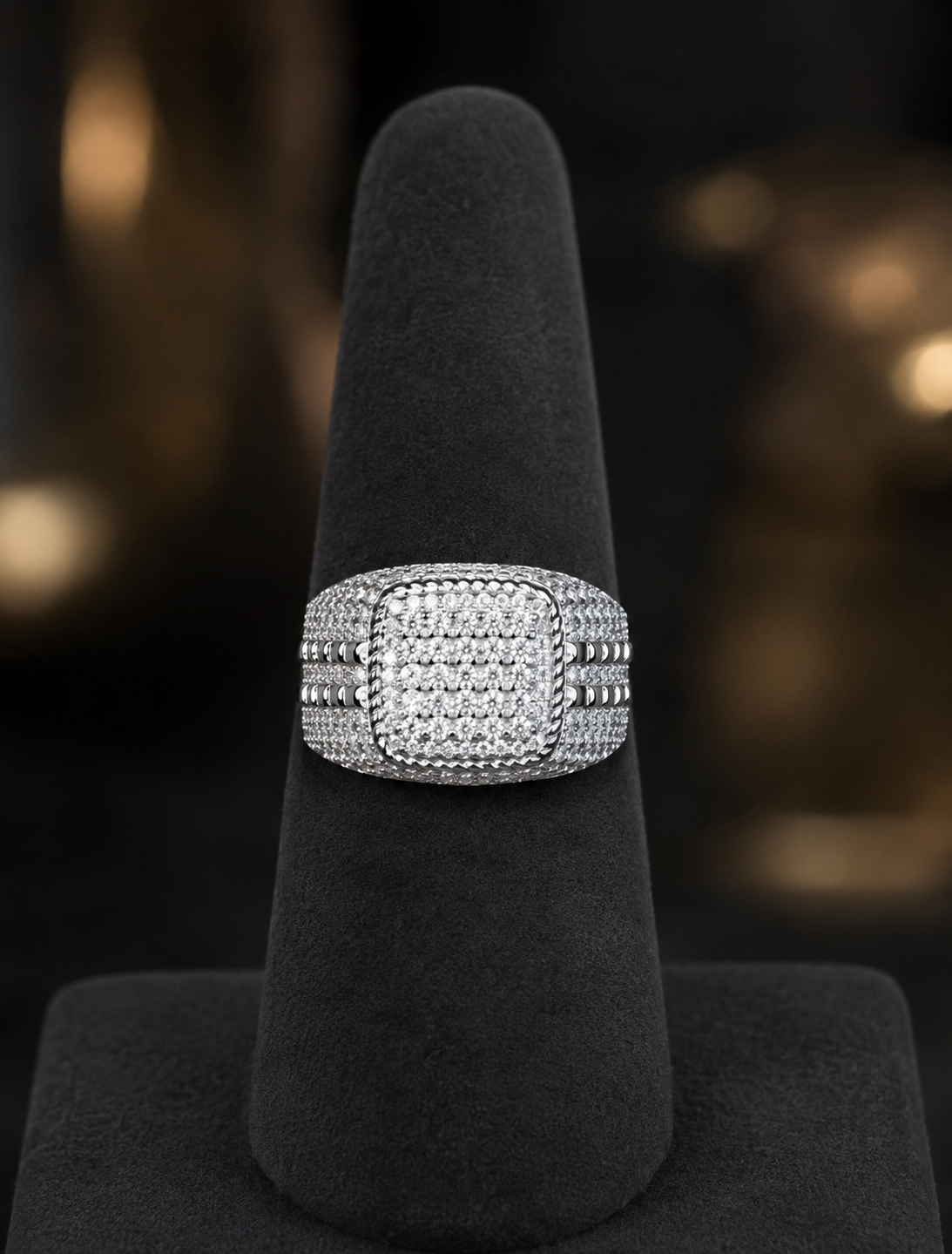 Silver Square Moissanite Ring