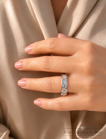 Moissanite Half Eternity Wedding Band (925 Silver, 1.5mm to 5mm)