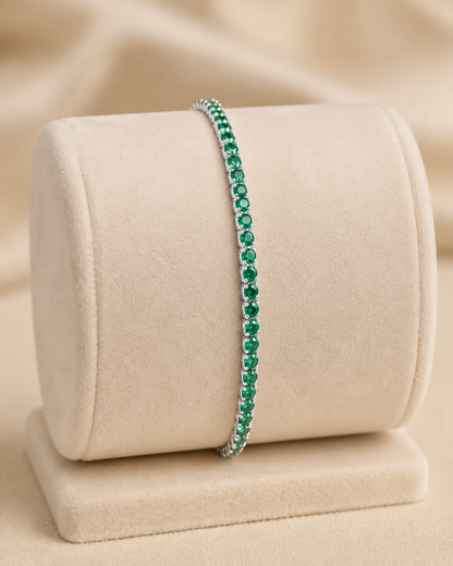 Iced Out Green CZ Tennis Bracelet 925 Sterling Silver