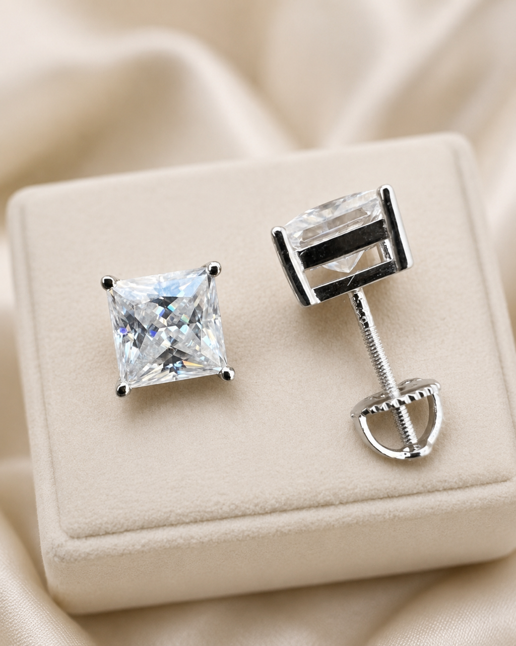 Moissanite Princess Cut Earrings