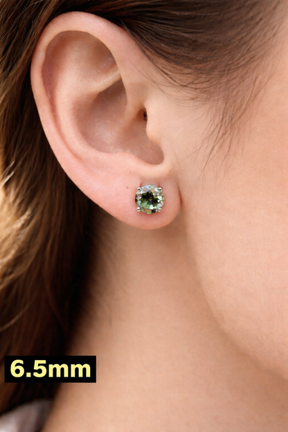 Green-Blue Moissanite 925 Sterling Silver Stud Earrings 3mm - 8mm Screw Backs