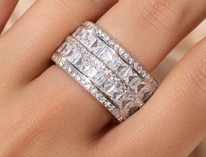 Icy Simulated Diamond Eternity Band (Sterling Silver Wedding Ring)