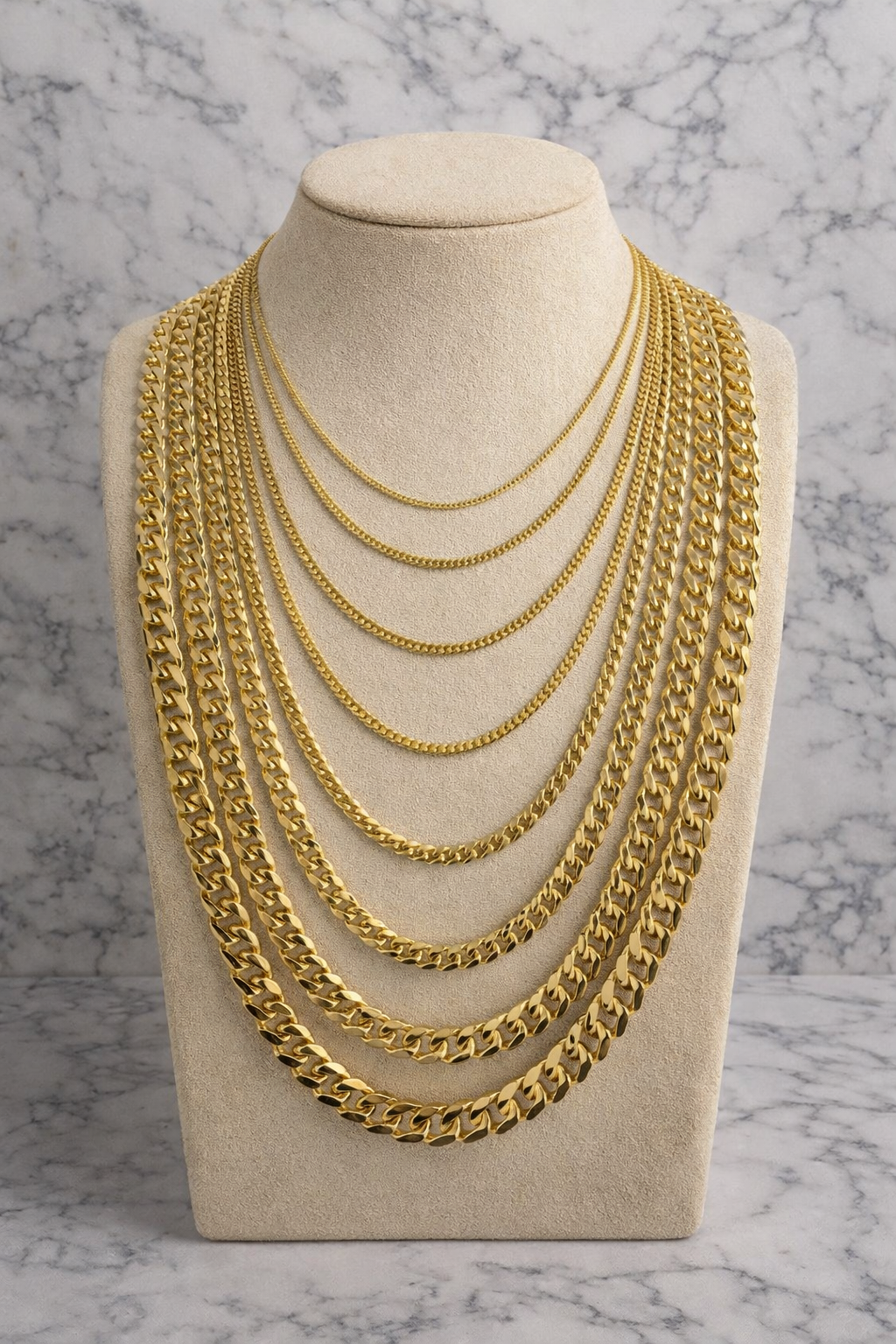 Miami Cuban Chains with Lobster Clasp 14k Gold Finish over Solid 925 Sterling Silver