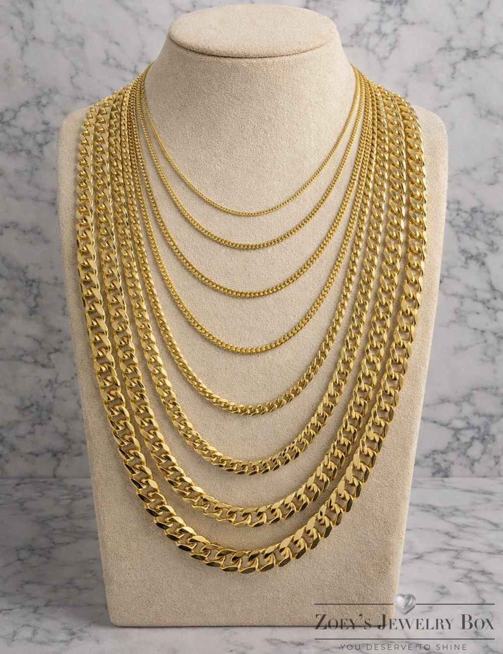 Miami Cuban Chains with Lobster Clasp 14k Gold Finish over Solid 925 Sterling Silver