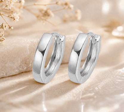 Small 12.5mm Huggie Hoop Earrings 925 Sterling Silver