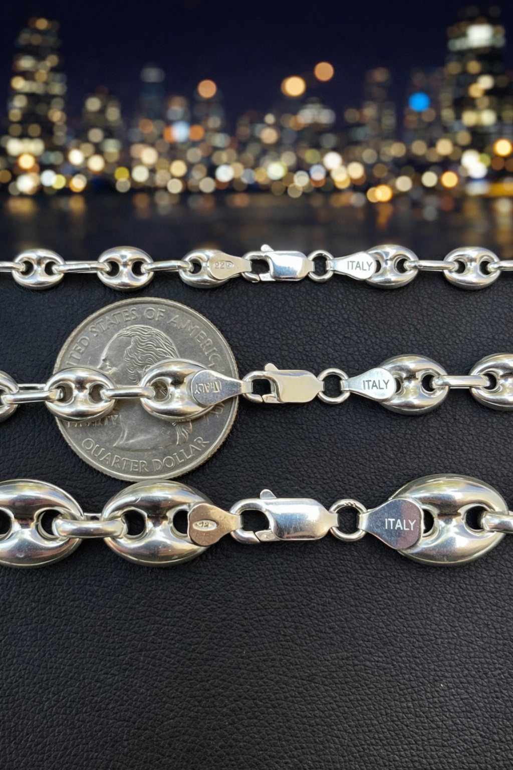 925 Sterling Silver Hollow Puffed Gucci Mariner Chains and Bracelets 6mm, 8mm, 12mm