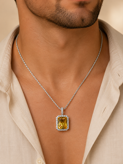 Moissanite Yellow Topaz Pendant