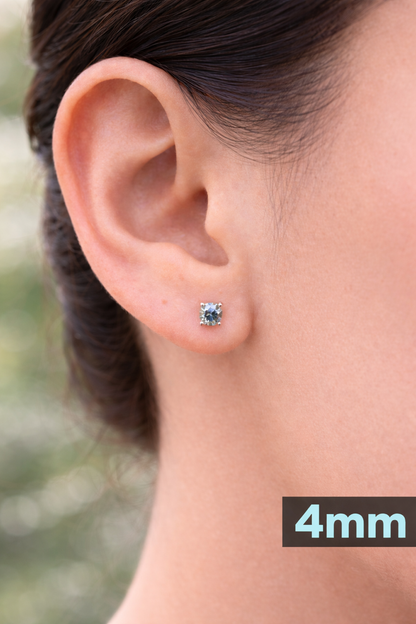 Gray-Blue Moissanite 925 Sterling Silver Stud Earrings 3mm - 8mm Screw Backs