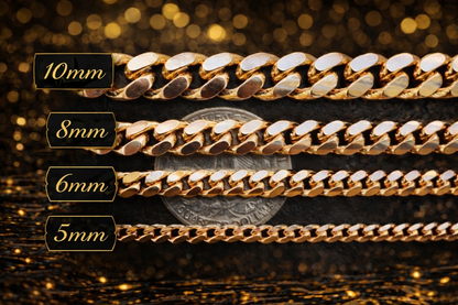 Miami Cuban Chains with Lobster Clasp 14k Gold Finish over Solid 925 Sterling Silver