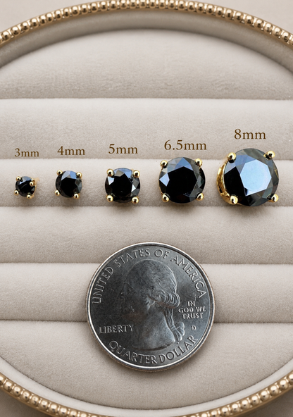 Black Moissanite 14k Gold Vermeil Over 925 Sterling Silver Stud Earrings 3mm - 8mm Screw Backs
