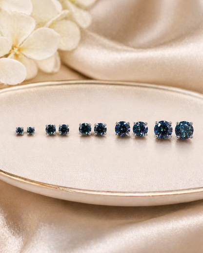 Cobalt Blue Moissanite 925 Sterling Silver Stud Earrings 3mm - 8mm Screw Backs