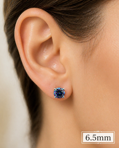 Cobalt Blue Moissanite 925 Sterling Silver Stud Earrings 3mm - 8mm Screw Backs