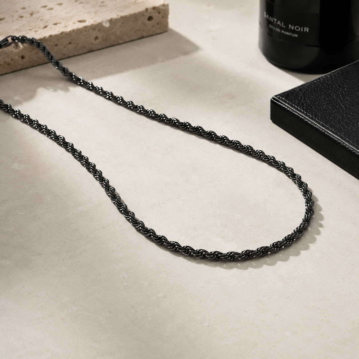 4mm Black Stainless Steel Rope Chain 20" and 24" lengths Available