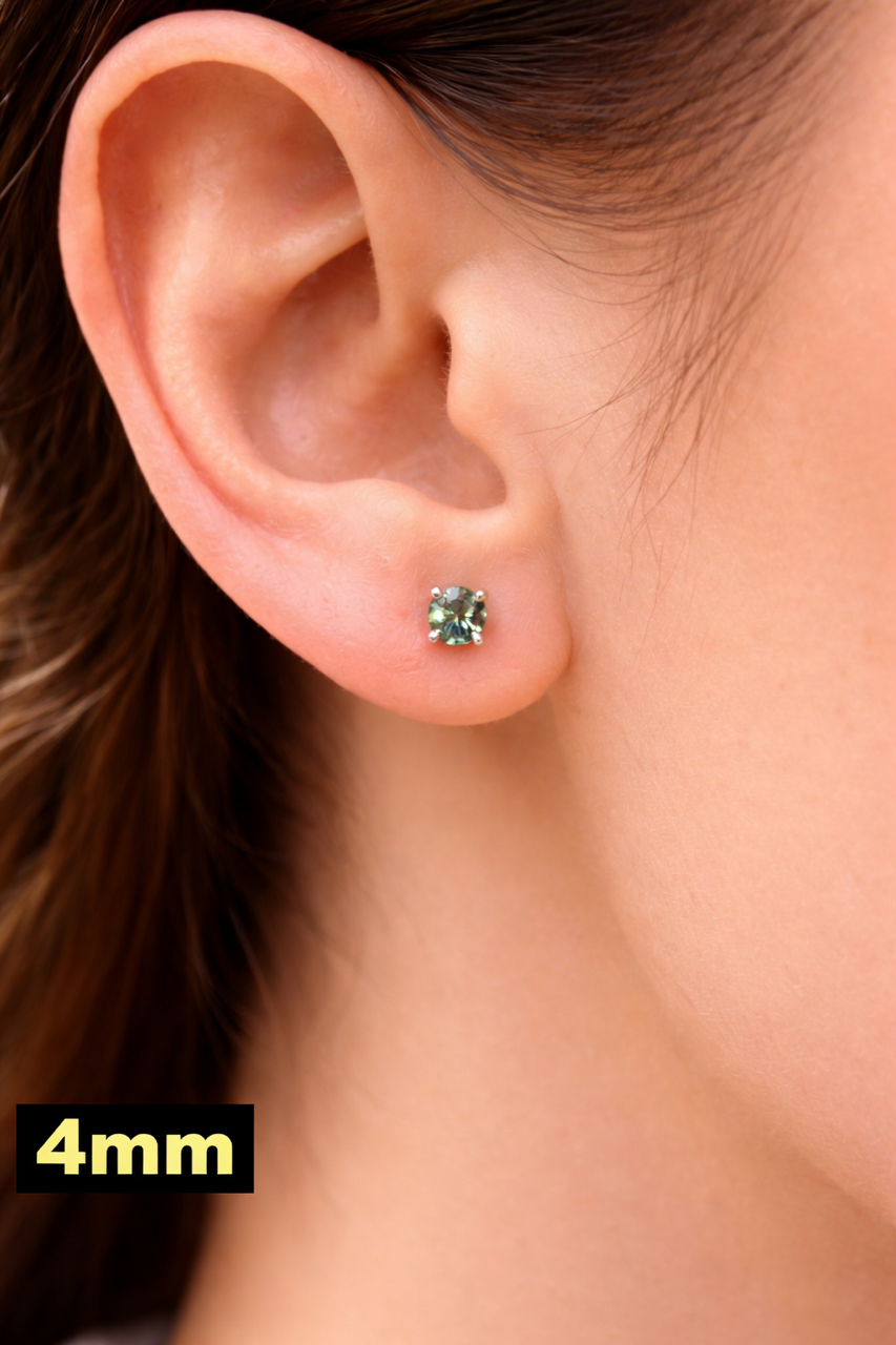 Green-Blue Moissanite 925 Sterling Silver Stud Earrings 3mm - 8mm Screw Backs