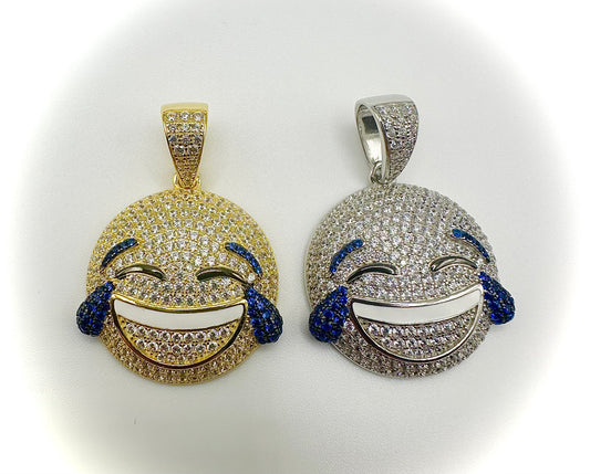 LOL Emoji CZ Pendants – Gold or Silver