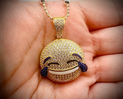 LOL Emoji CZ Pendants – Gold or Silver