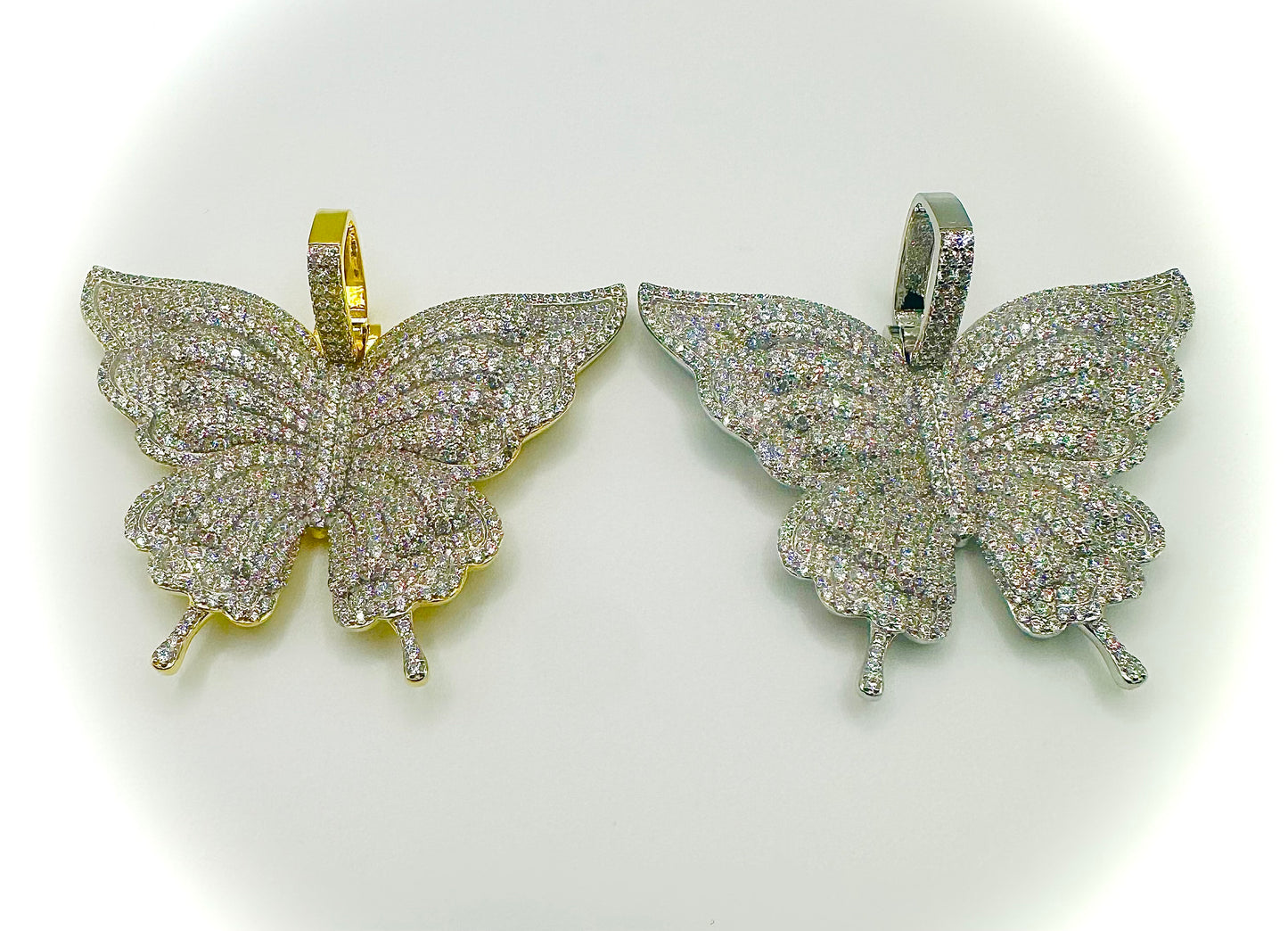 Extra Large Iced Out Butterfly Pendant – Gold or Silver