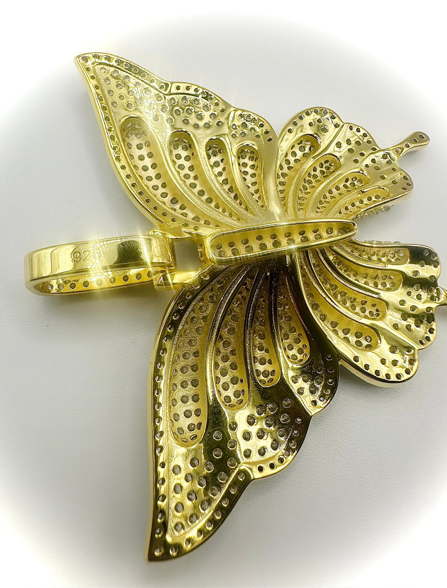 Extra Large Iced Out Butterfly Pendant – Gold or Silver