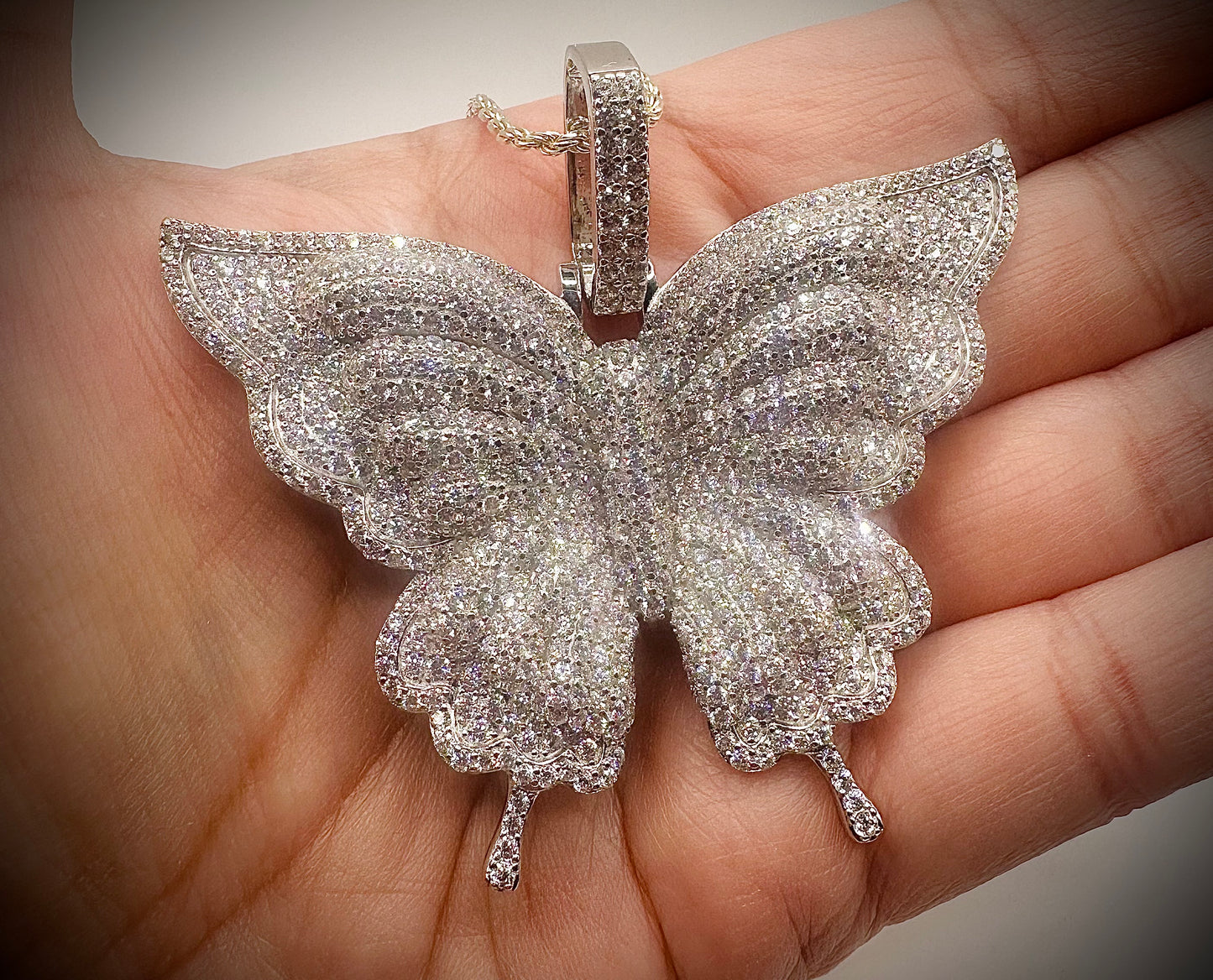 Extra Large Iced Out Butterfly Pendant – Gold or Silver