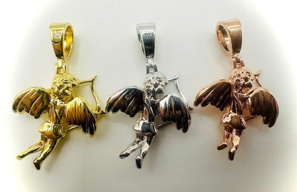 Cupid Bow & Arrow Cherub Pendant – 3 Finishes