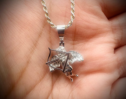 Cupid Bow & Arrow Cherub Pendant – 3 Finishes