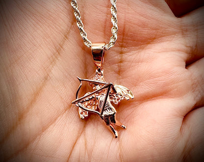Cupid Bow & Arrow Cherub Pendant – 3 Finishes