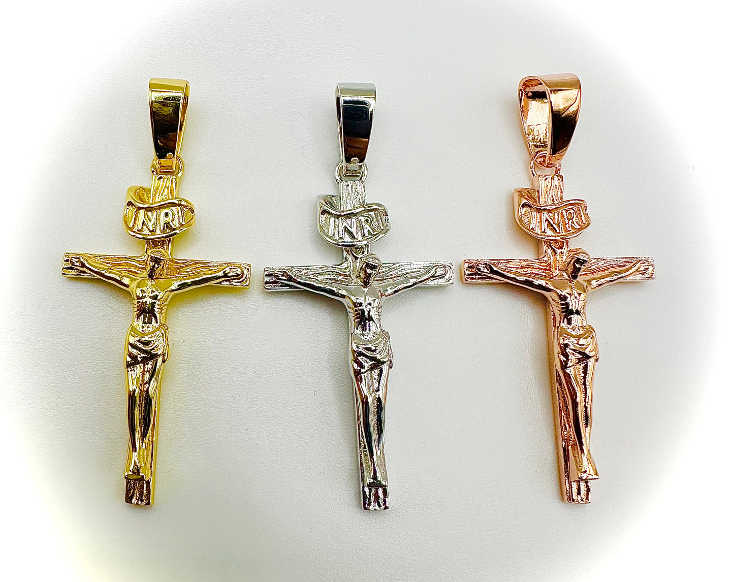1" x 1.5" Handmade INRI Crucifix Pendant – 3 Finishes