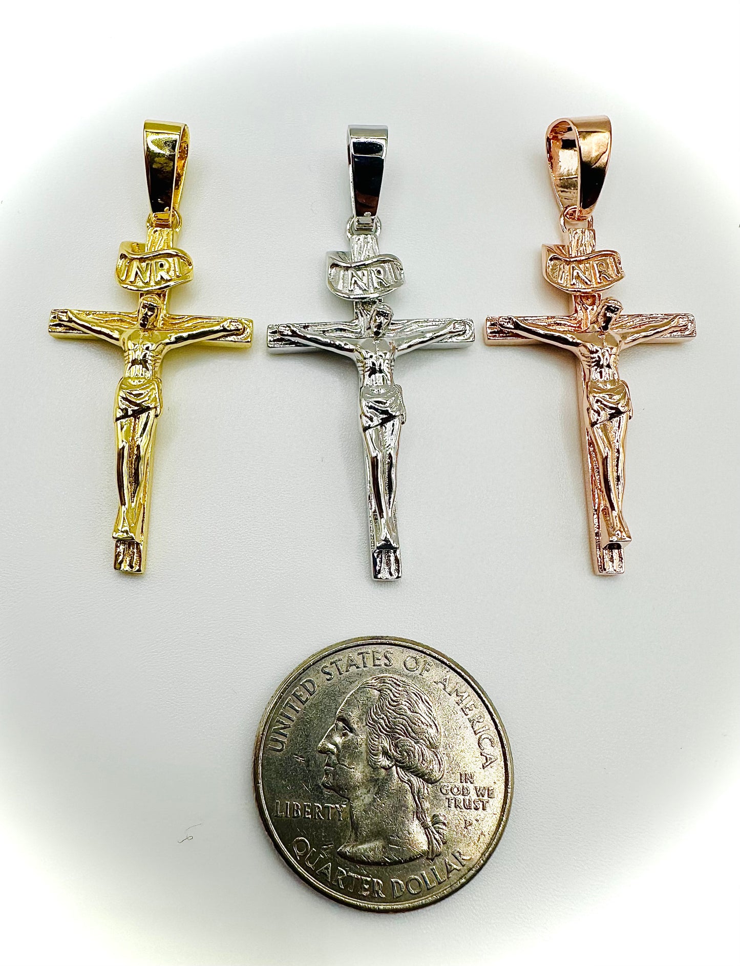 1" x 1.5" Handmade INRI Crucifix Pendant – 3 Finishes