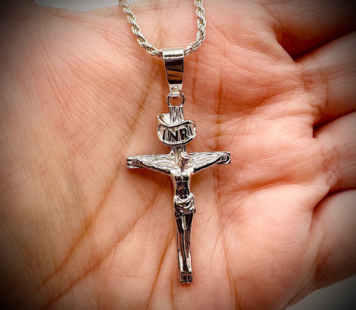 1" x 1.5" Handmade INRI Crucifix Pendant – 3 Finishes