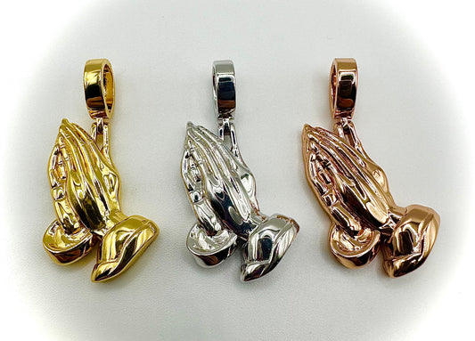 No Stones Praying Hands Pendant – Available in 3 Finishes