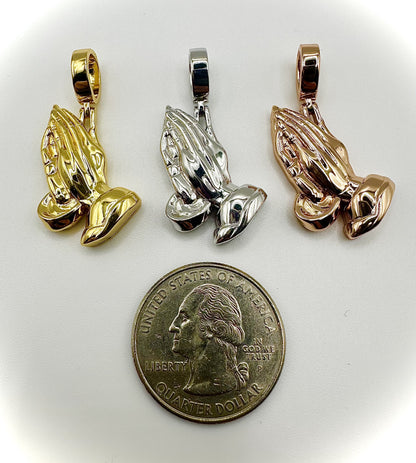 No Stones Praying Hands Pendant – Available in 3 Finishes