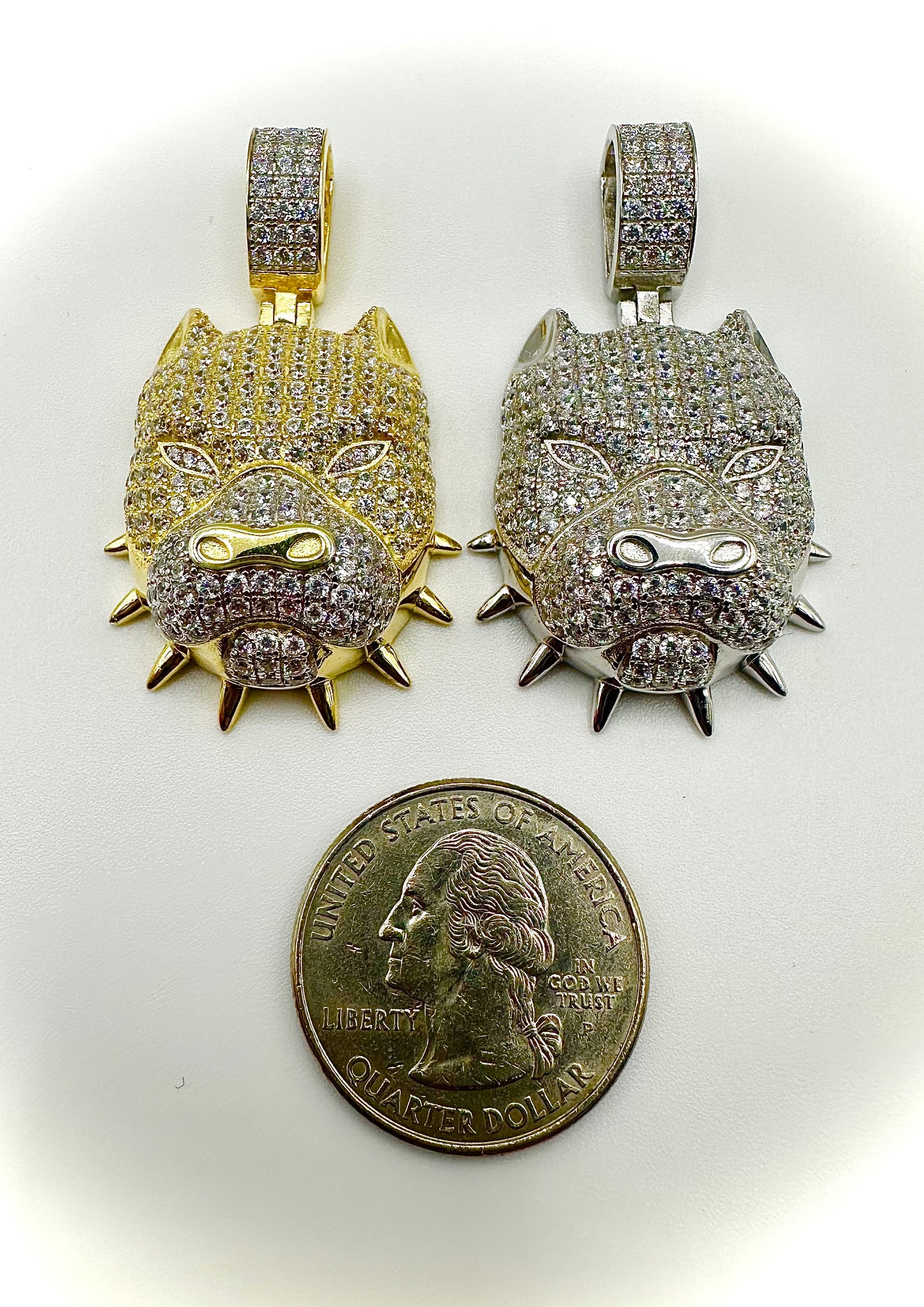 Super Iced Out Angry Pitbull Pendant – Gold or Silver