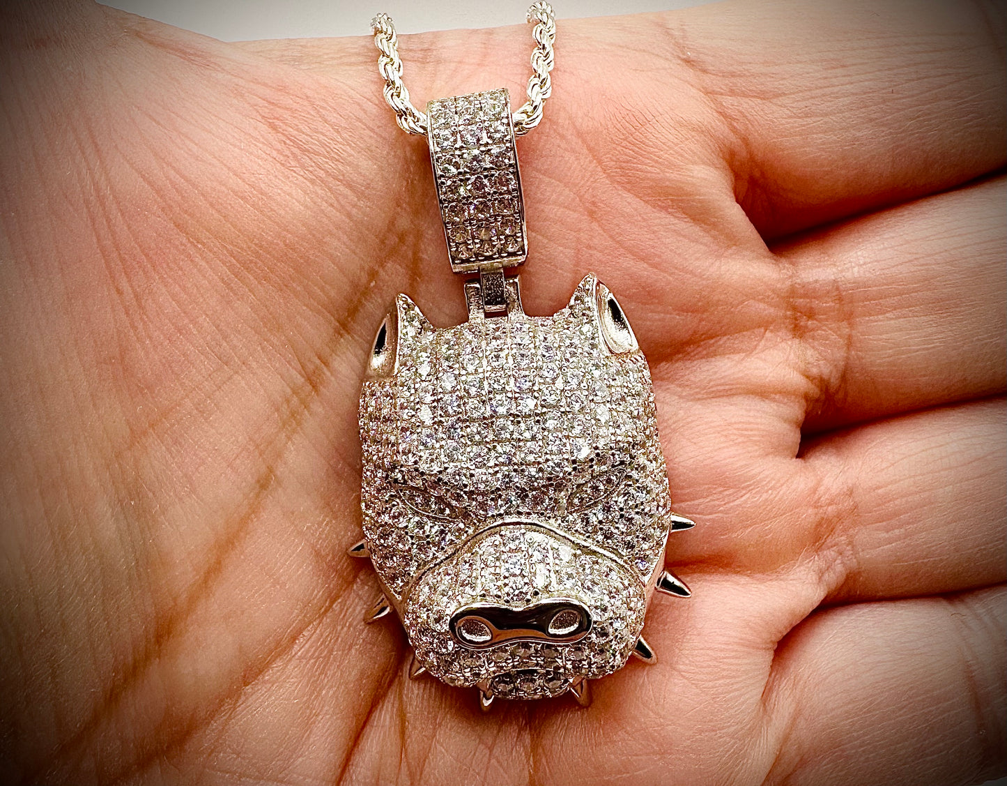 Super Iced Out Angry Pitbull Pendant – Gold or Silver