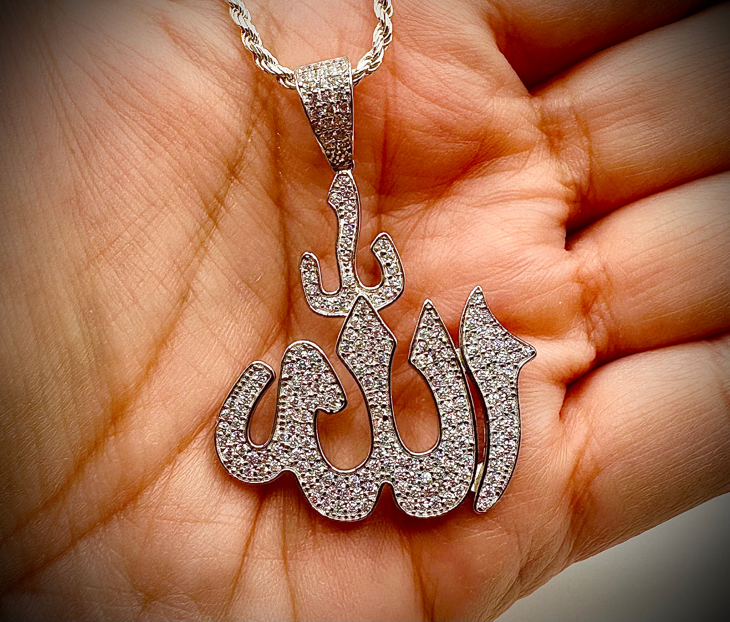 Iced Out Allah Pendant – Gold & Silver