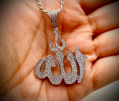 Iced Out Allah Pendant – Gold & Silver