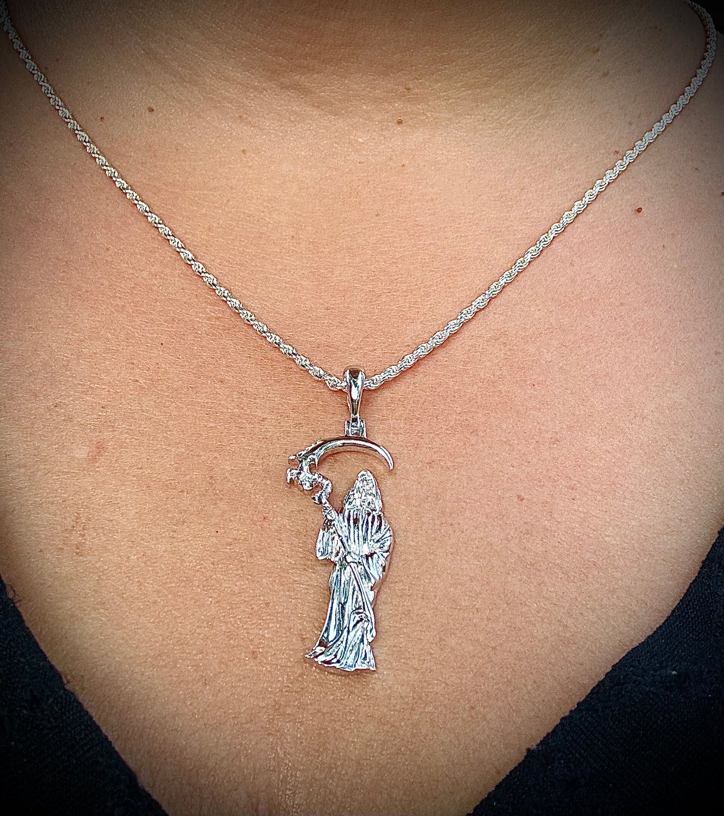 Small Grim Reaper Pendant – Gold & Silver