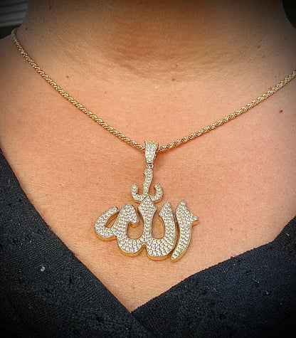 Iced Out Allah Pendant – Gold & Silver