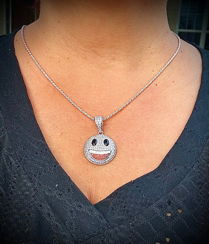 Smiley Face Emoji Pendant – Gold or Silver