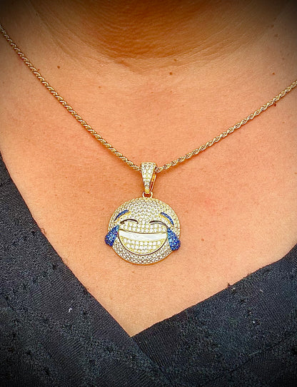 LOL Emoji CZ Pendants – Gold or Silver