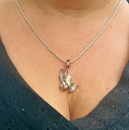 No Stones Praying Hands Pendant – Available in 3 Finishes