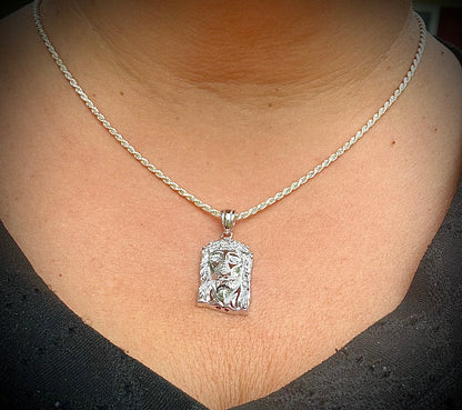 Small Jesus Pendant – Iced Out with CZ Stones (3 Finishes)