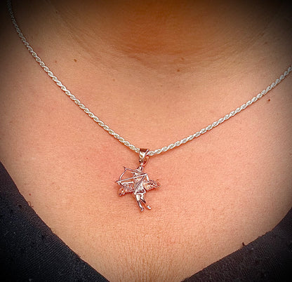 Cupid Bow & Arrow Cherub Pendant – 3 Finishes