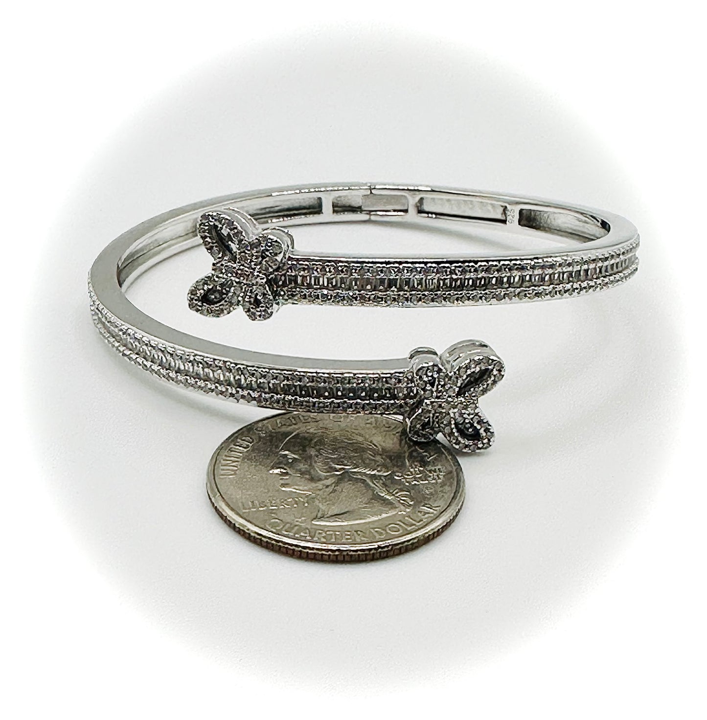 Women's Iced Out Butterfly Bangle Bracelet – Silver