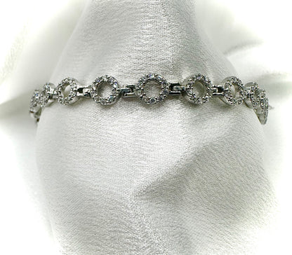 Modern Silver Circle Bracelet – Sterling Silver & CZ