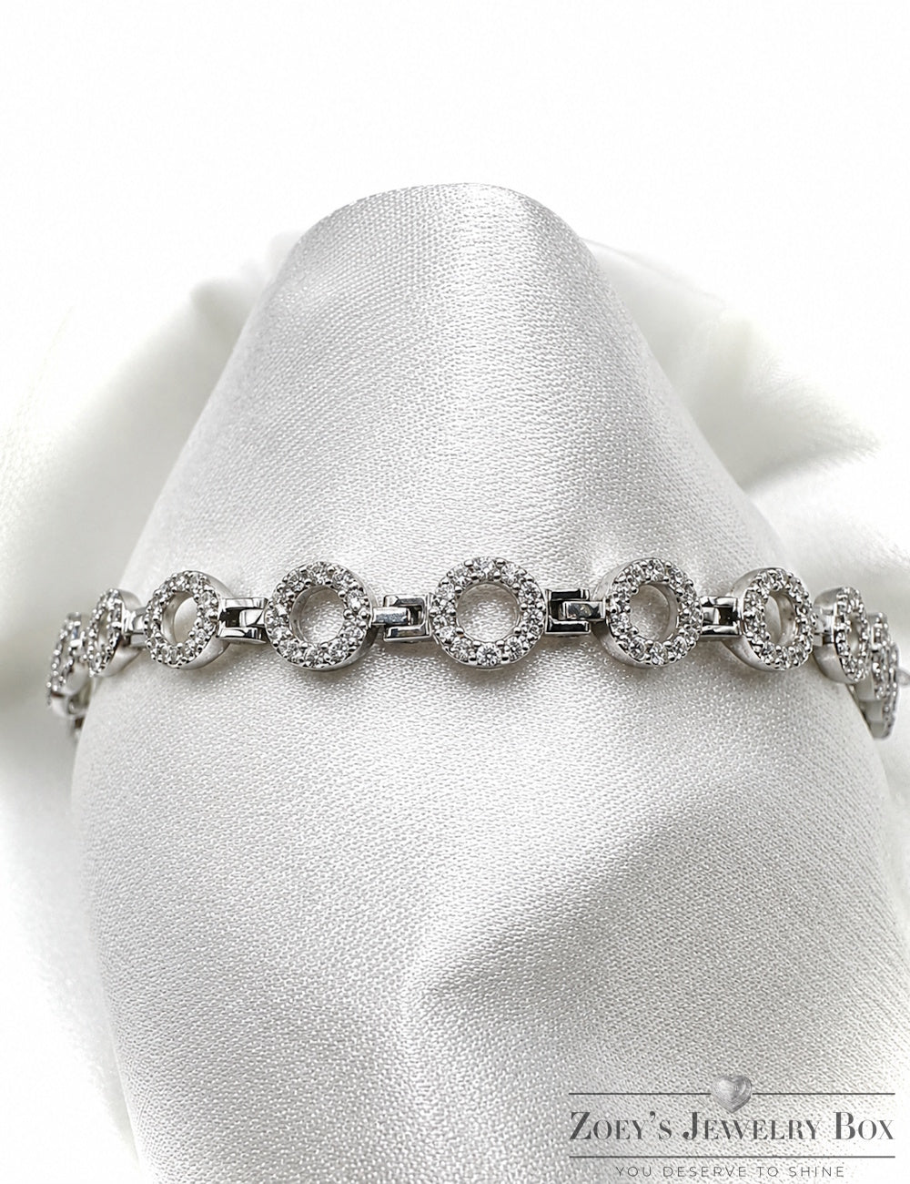 Modern Silver Circle Bracelet – Sterling Silver & CZ